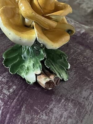 Capodimonte Italian Ceramic Flower On Vine - Deep Yellow - Thumbnail 5