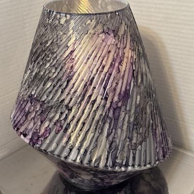 Abstract Ceramic Vase Purple Gray White Pattern 10in Decorative Home Decor - Thumbnail 10