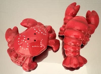 Red Ceramic Crab & Lobster Animal Salt & Pepper Shakers Novelty Set