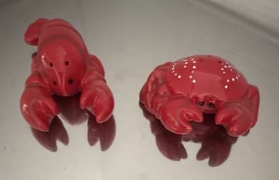 Red Ceramic Crab & Lobster Animal Salt & Pepper Shakers Novelty Set - Thumbnail 2