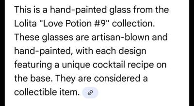 LOLITA "LOVE PORTION #9" 15 oz Hand Painted WINE GLASS Recipe On THE Bottom - Thumbnail 8