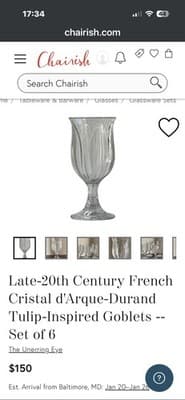 Cristal Goblets, D'Arques-Durand, France, timeless 80’s tulip-inspired crystal - Thumbnail 4