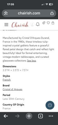 Cristal Goblets, D'Arques-Durand, France, timeless 80’s tulip-inspired crystal - Thumbnail 6