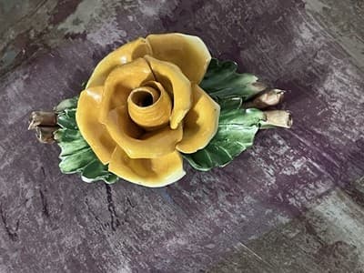 Capodimonte Italian Ceramic Flower On Vine - Deep Yellow - Thumbnail 2