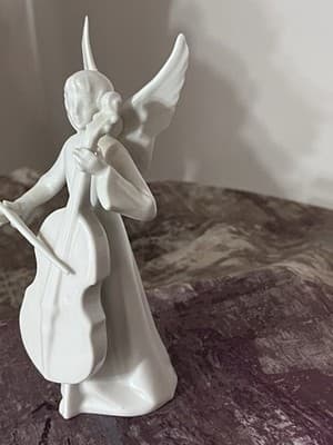 Dresden Porcelain Figurine From Germany, titled 'Angel Musician with Cello' - Thumbnail 4