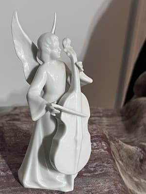 Dresden Porcelain Figurine From Germany, titled 'Angel Musician with Cello' - Thumbnail 3