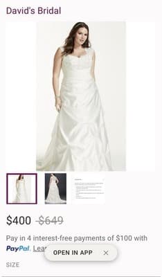 David’s Bridal 9T3090 Plus Size Lace Cap Sleeve A-Line Wedding Dress - Thumbnail 4