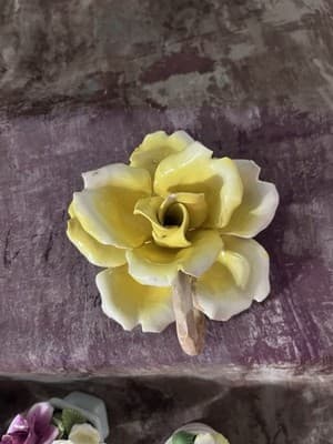 Capodimonte Porcelain Yellow Flower From Naples, Italy/1743/King Charles VII - Thumbnail 4