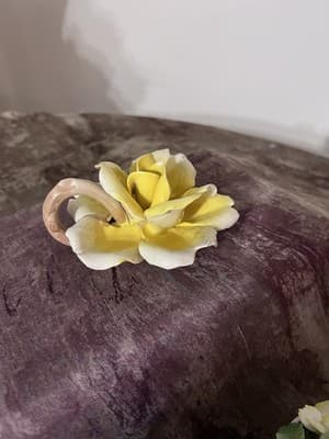Capodimonte Porcelain Yellow Flower From Naples, Italy/1743/King Charles VII
