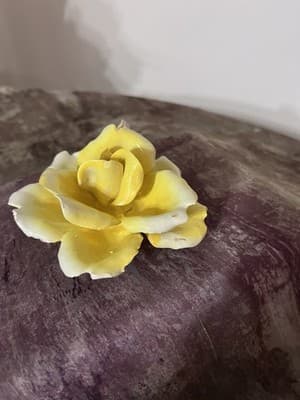 Capodimonte Porcelain Yellow Flower From Naples, Italy/1743/King Charles VII - Thumbnail 5