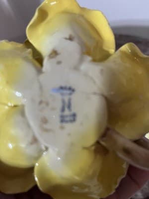 Capodimonte Porcelain Yellow Flower From Naples, Italy/1743/King Charles VII - Thumbnail 6