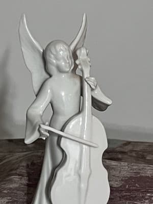 Dresden Porcelain Figurine From Germany, titled 'Angel Musician with Cello' - Thumbnail 2
