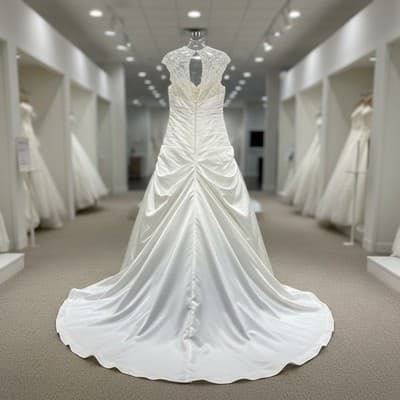 David’s Bridal 9T3090 Plus Size Lace Cap Sleeve A-Line Wedding Dress - Thumbnail 9