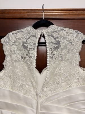 David’s Bridal 9T3090 Plus Size Lace Cap Sleeve A-Line Wedding Dress - Thumbnail 8