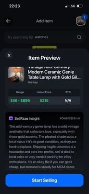 MCM Vintage 60s Hollywood Regency Opalescent Table Lamp with Great Lamp Shade - Thumbnail 5