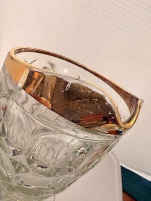 Glass Pitcher Clear Gold Rim Glossy Round Shape Handle Decorative Serveware - Thumbnail 4