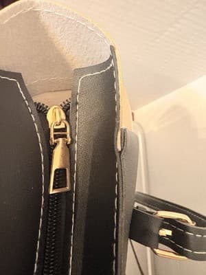 Colorblock Large Women's laptop / tote Bag with Zipper Closure and Inner Pocket - Thumbnail 2