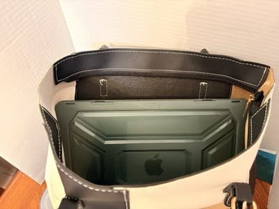 Colorblock Large Women's laptop / tote Bag with Zipper Closure and Inner Pocket - Thumbnail 5