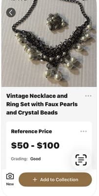 Vintage Y2K Imitation Pearl & Crystal Necklace Earrings Statement piece - Thumbnail 4