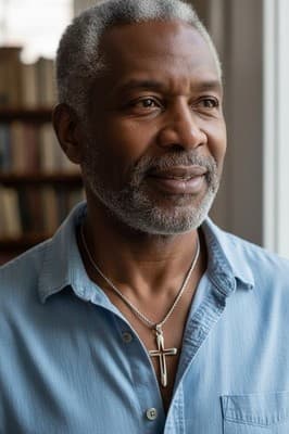 Men's Stainless Steel Cross Pendant Necklace, Silver Rolo Chain, 23.62in - Thumbnail 3