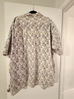 Campia Moda Shirt 3XLT Geometric Cotton Button-Up Short Sleeve - Thumbnail 3