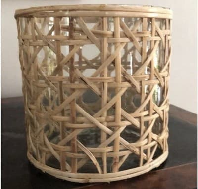 SERENE SPACES LIVING SAIGON CANE WRAPPED GLASS HURRICANE COLLECTION - Thumbnail 8