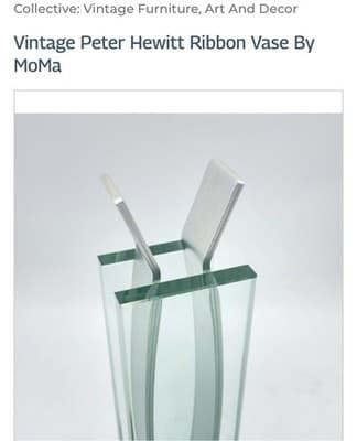 MoMA Peter Hewitt Ribbon Vase Glass & Aluminum 8.25 in 1996 Modern Art - Thumbnail 5