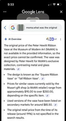 MoMA Peter Hewitt Ribbon Vase Glass & Aluminum 8.25 in 1996 Modern Art - Thumbnail 7