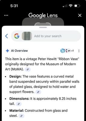 MoMA Peter Hewitt Ribbon Vase Glass & Aluminum 8.25 in 1996 Modern Art - Thumbnail 8