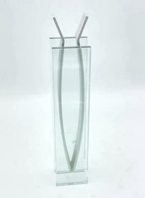 MoMA Peter Hewitt Ribbon Vase Glass & Aluminum 8.25 in 1996 Modern Art - Thumbnail 2