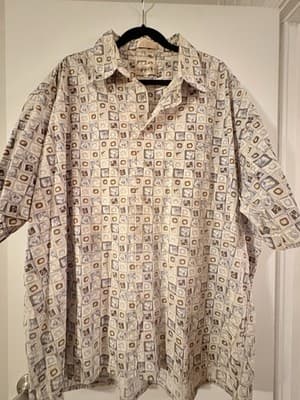 Campia Moda Shirt 3XLT Geometric Cotton Button-Up Short Sleeve - Thumbnail 2