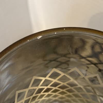 Glass candle holder, Clear & Gold, Geometric Pattern, Decorative Gold Accents - Thumbnail 3