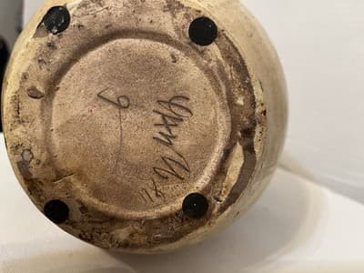 Majolica Style Ceramic Pitcher Grapevine Pattern Glossy Beige Brown Green Handle - Thumbnail 8