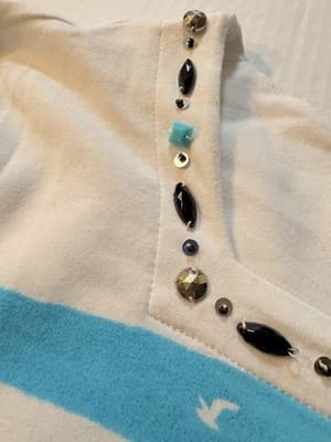 Alfred Dunner Beaded Sequin Palm Tree Knit Short Sleeve Biz cas shirt retail $55 - Thumbnail 4