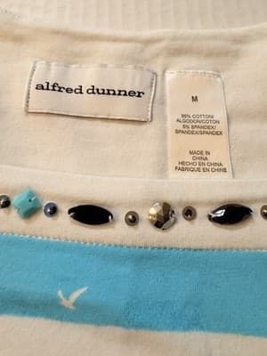 Alfred Dunner Beaded Sequin Palm Tree Knit Short Sleeve Biz cas shirt retail $55 - Thumbnail 9