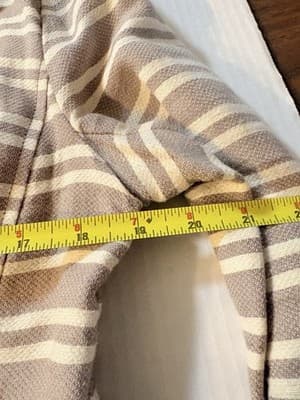 LOFT Striped Notch Lapel Blazer Beige White Single-Breasted Size M - Thumbnail 4