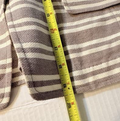 LOFT Striped Notch Lapel Blazer Beige White Single-Breasted Size M - Thumbnail 6