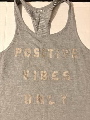 Gray Racerback Mesh Back Tank Top Positive Vibes Only Women's Activewear - Thumbnail 6