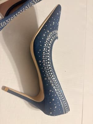 NEW Ebynue Denim Rhinestone Stiletto Heels Women’s Size 8 Versatile Sexy - Thumbnail 7
