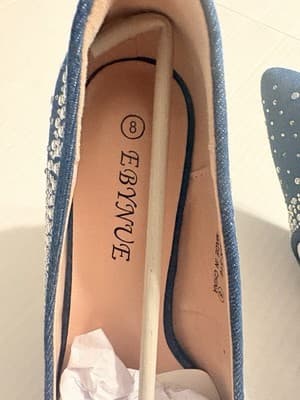 NEW Ebynue Denim Rhinestone Stiletto Heels Women’s Size 8 Versatile Sexy - Thumbnail 8