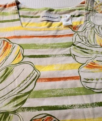 NEW Alfred Dunner Floral Stripe Sequin Square Neck Short Sleeve retails $45-65 - Thumbnail 6