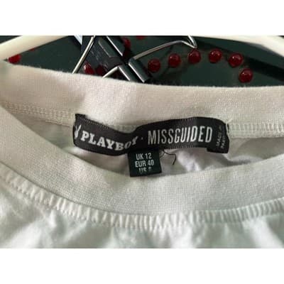 Playboy x Missguided T-Shirt Mens US 8 White Graphic November 1993 Oversized Tee - Thumbnail 3
