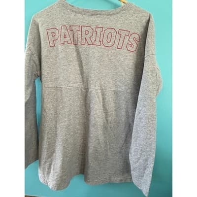 Nike NFL New England Patriots Long Sleeve T-Shirt Womens Large Gray Heather Logo - Thumbnail 2