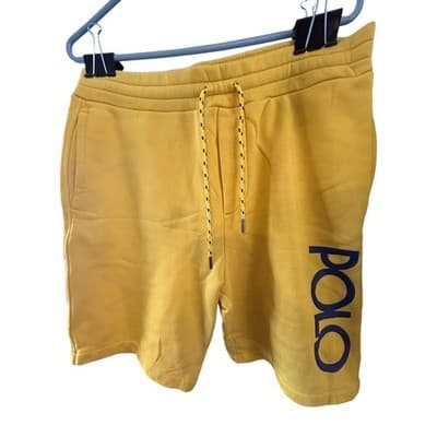 Polo Ralph Lauren Mens Fleece Hoodie and Shorts Set Yellow Size Large Tracksuit - Thumbnail 2