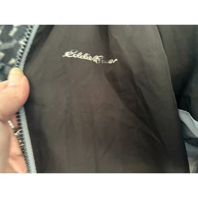 Eddie Bauer Kids Hooded Jacket Size M 10/12 Black Grey Camo Fleece Lined Zip Up - Thumbnail 2