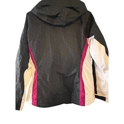 Columbia Womens Interchange Jacket Lg Black White Pink Hooded Colorblock Shell - Thumbnail 2