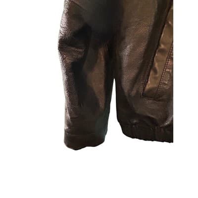 Covington Leather Bomber Jacket Mens Medium Black Full Zip Quilted Lined Coat - Thumbnail 3