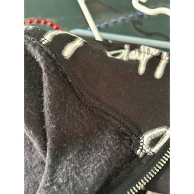 Playboy x Missguided Zip Up Jacket Black White Script Logo Fleece US 8 Mens S/M - Thumbnail 3