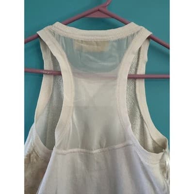 Princess Vera Wang Tank Top XS White Gold Sequin Mesh Racerback Knit Sleeveless - Thumbnail 2