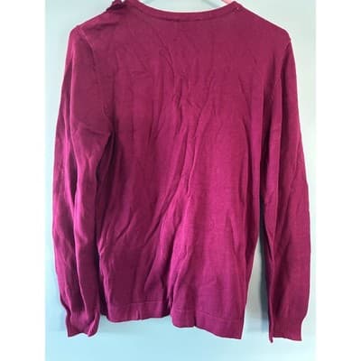 Daisy Fuentes Cardigan Sweater Womens Large Purple Floral Rosette Button Up - Thumbnail 4